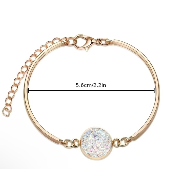 White Druzy Crystal Adjustable Bracelet - Picture 3 of 3